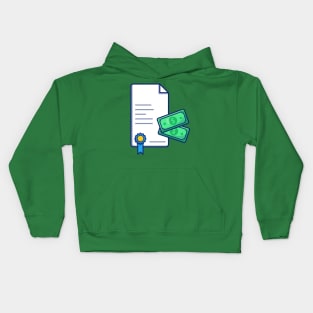 Scholarship, Certificate, Badge And Money Cartoon (2) Kids Hoodie